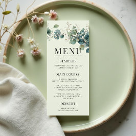 Sage Green Eucalyptus Elegant Boho Wedding Menükarte