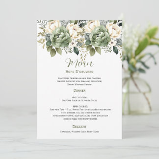 Sage Green Eucalyptus Floral Wedding | Menu Einladung
