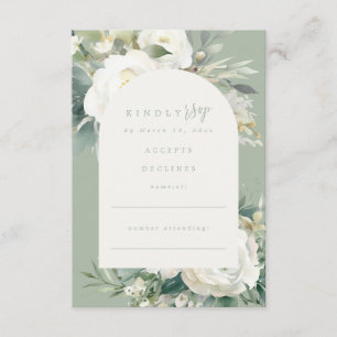 Sage Green Eucalyptus Floral Wedding RSVP Begleitkarte