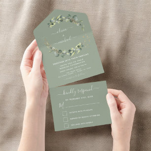 Sage Green Eucalyptus Greenerity Wedding Elegant All In One Einladung