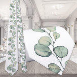 Sage Green Eucalyptus Greenerity White Wedding Krawatte<br><div class="desc">Ein klassischer Hochzeitshals mit Aquarellmalereien von Salbei-Eukalyptus-Sprigs vor weißem Hintergrund.</div>