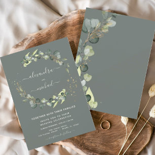 Sage Green Eucalyptus Greenery Elegant Wedding Einladung