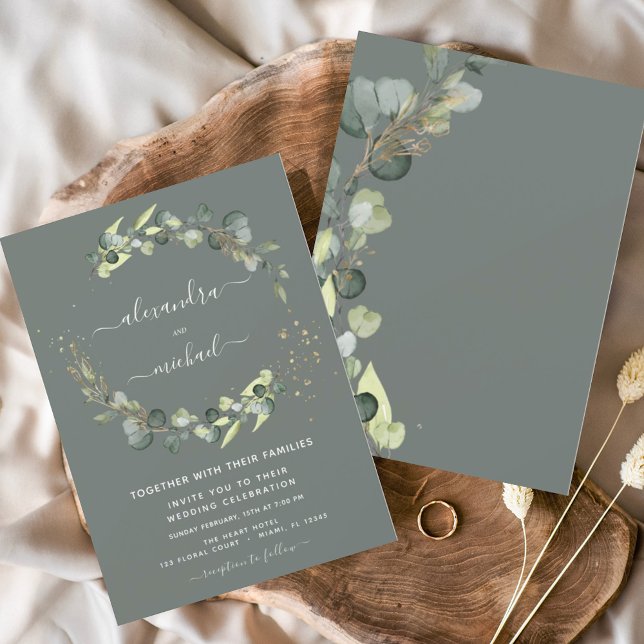 Sage Green Eucalyptus Greenery Elegant Wedding Einladung (Von Creator hochgeladen)
