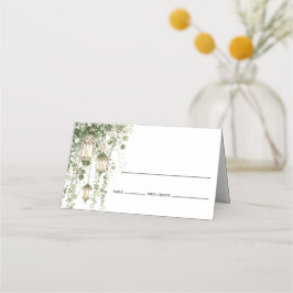 Sage Green Eucalyptus Lantern Platzkarte