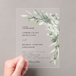 Sage Green Eucalyptus Minimalistisch Botanische Ho Acryleinladungen