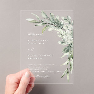 Sage Green Eucalyptus Minimalistisch Botanische Ho Acryleinladungen