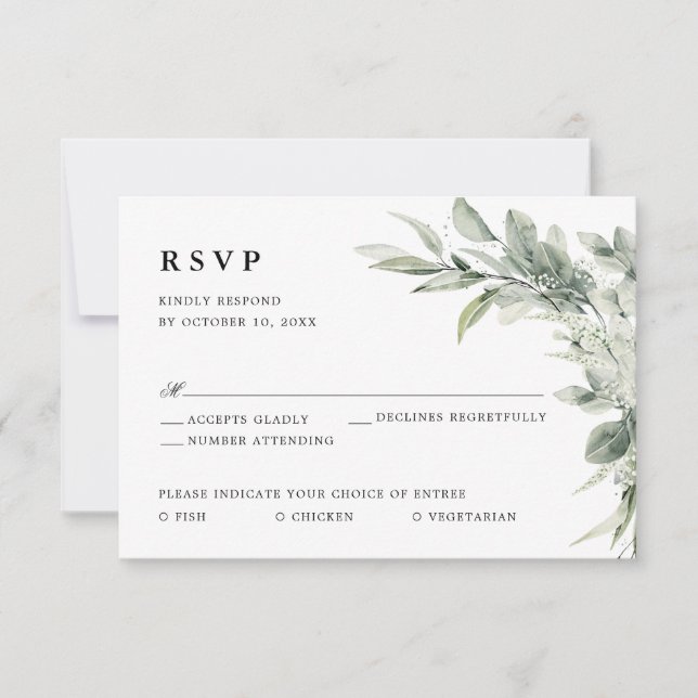 Sage Green Eucalyptus Minimalistisch Botanische Ho RSVP Karte (Vorderseite)