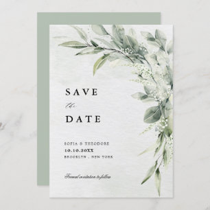 Sage Green Eucalyptus Minimalistisch Botanische Ho Save The Date