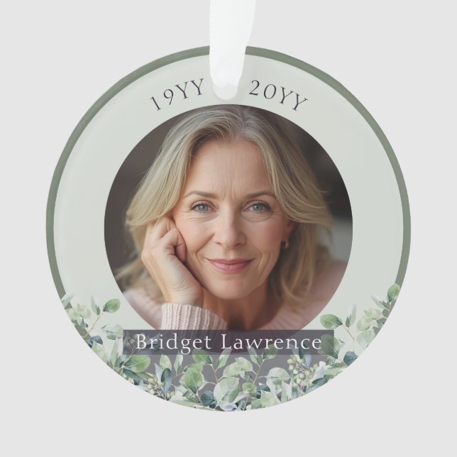 Sage Green Eucalyptus Remembrance Memorial Ornament (Vorderseite)