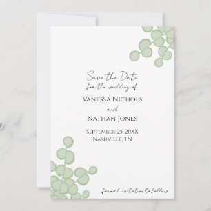 Sage Green Eucalyptus Save the Date Einladung