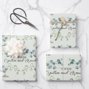Sage Green Eucalyptus Sprigs Wedding Branding Geschenkpapier Set