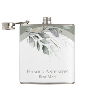 Sage Green Eucalyptus Vinyl Wrapped Flask Flachmann
