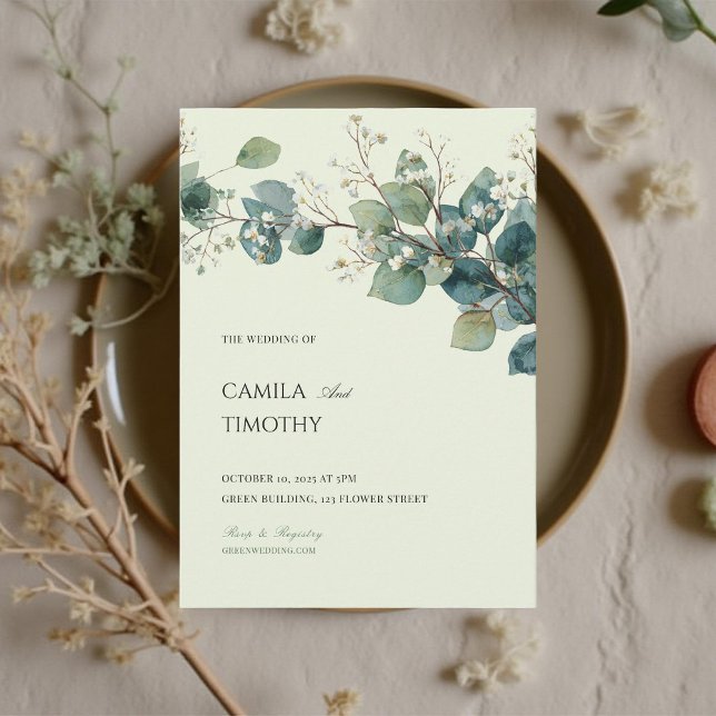 Sage Green Eucalyptus Watercolor Greenery Wedding Einladung (Von Creator hochgeladen)