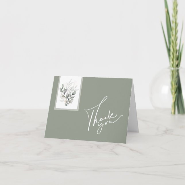 Sage Green Eucalyptus Wedding Dankeschön Karte (Vorderseite)
