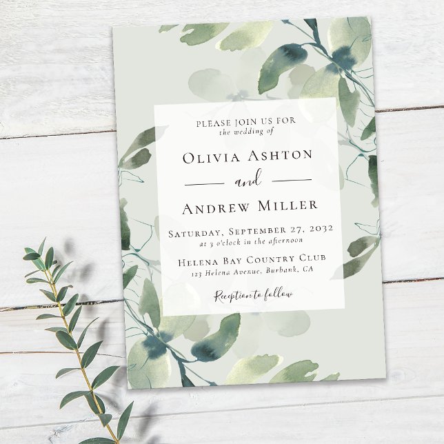 Sage Green Eucalyptus Wedding Einladung (Von Creator hochgeladen)