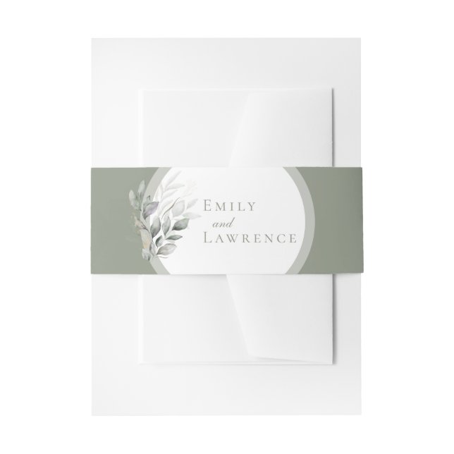 Sage Green Eucalyptus Wedding Einladungsbanderole (Vorderseite Beispiel)