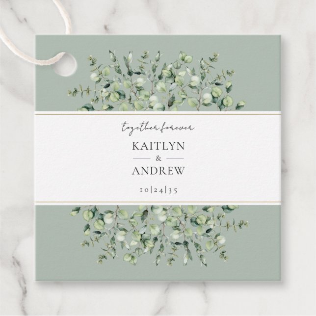 Sage Green Eucalyptus Wedding Geschenkanhänger (Vorderseite)