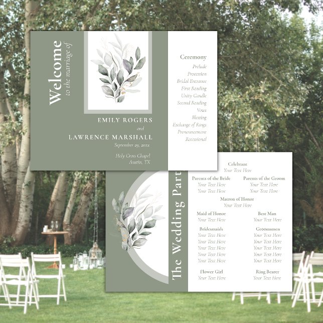 Sage Green Eucalyptus Wedding Program Programm (Von Creator hochgeladen)