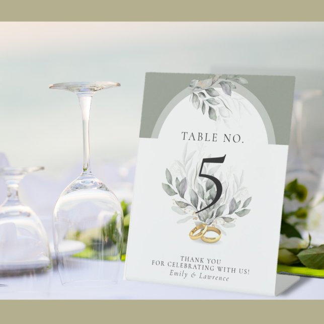 Sage Green Eucalyptus Wedding Table Sign Sockelschild (Von Creator hochgeladen)