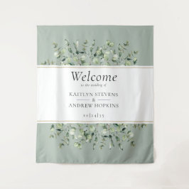 Sage Green Eucalyptus Wedding Welcome Wandteppich