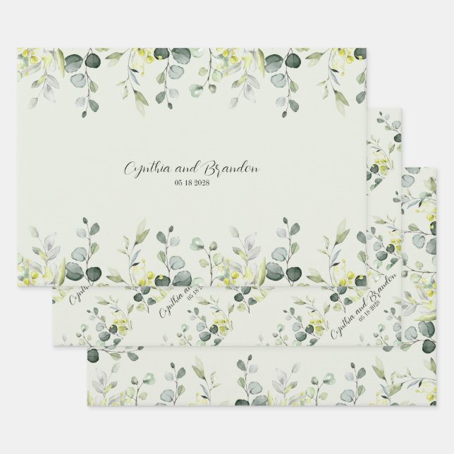 Sage Green Eukalyptus Greenerity Wedding Branding Geschenkpapier Set (Set)