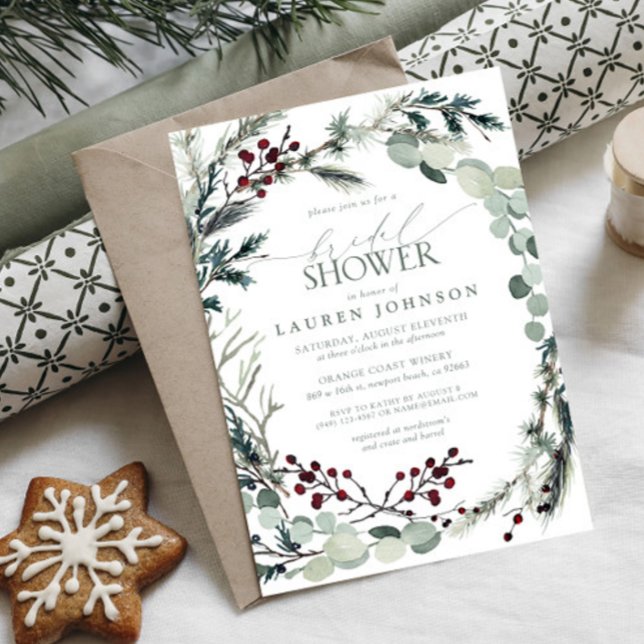 Sage Green Eukalyptus Greenery Berry Brautparty Einladung (Bridal Shower Invitation!)