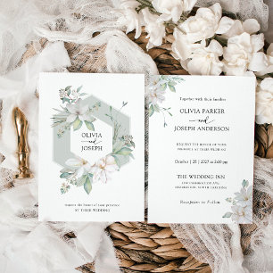 Sage Green   Eukalyptus und Magnolia Wedding Einladung