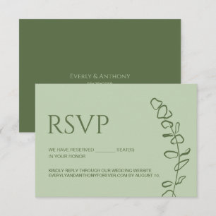 Sage Green Eukalyptus Wedding Chic Reservierte Sit RSVP Karte