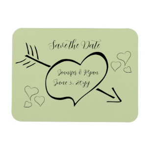 Sage Green Extravagant Calligraphy Hearts Save the Magnet