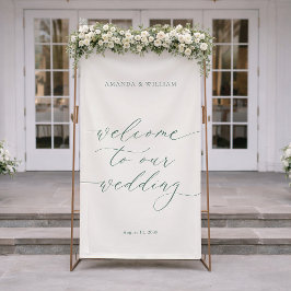 Sage Green Fabric Wedding Welcome Banner