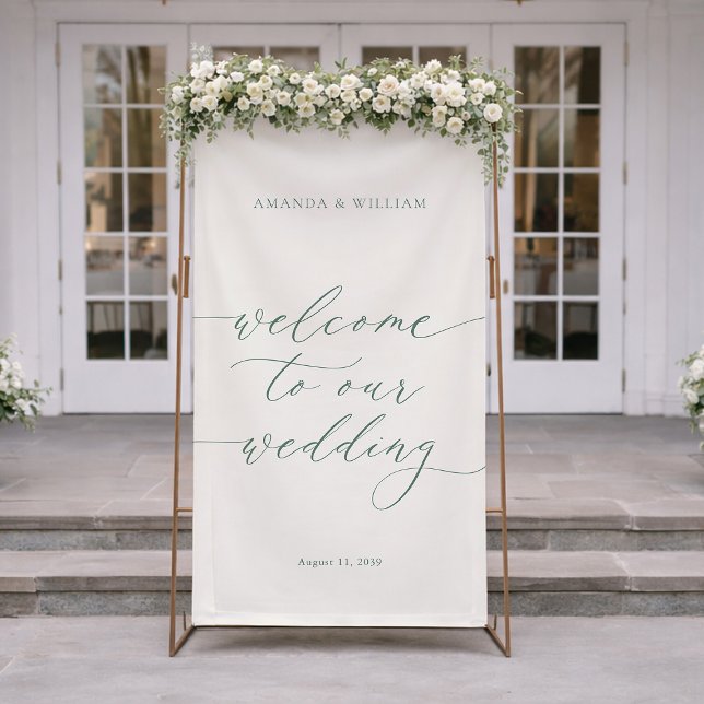 Sage Green Fabric Wedding Welcome Banner (Von Creator hochgeladen)