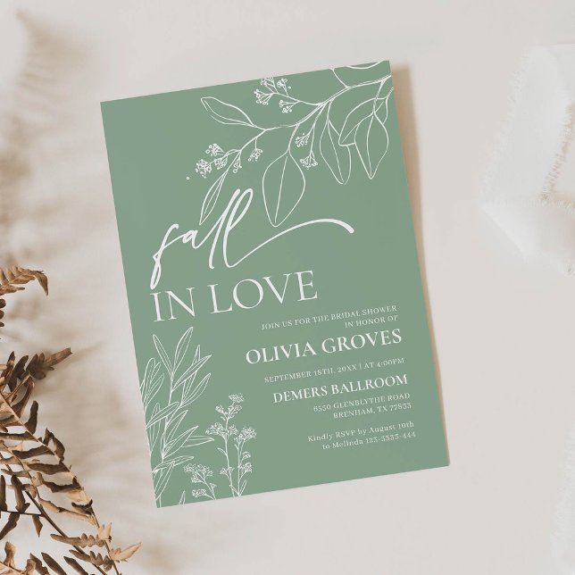 Sage Green Fall in Liebe Bridal Dusche Einladung (Von Creator hochgeladen)