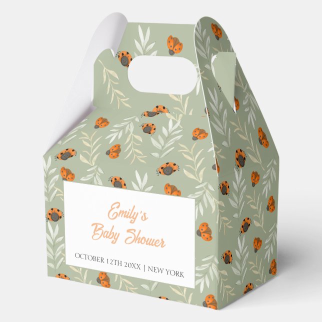 Sage Green Fall Ladybug Grüne Babydusche Geschenkschachtel (Vorderseite)