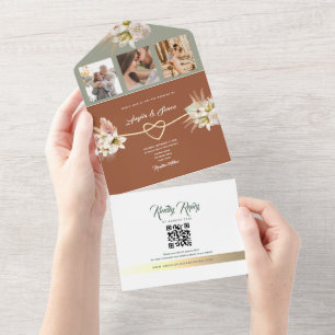 Sage Green Fall Terracotta Wedding All In One Einladung