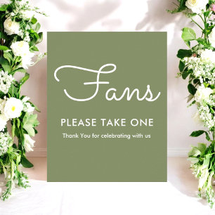 Sage Green Fans Hochzeitsprogramme Sign Poster
