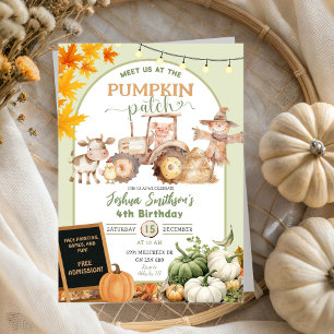 Sage Green Farm Animals Pumpkin Patch Geburtstag Einladung