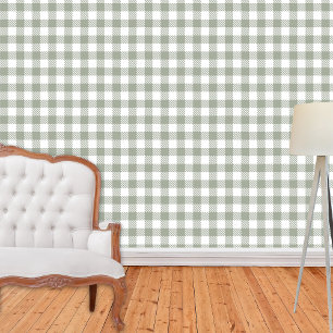 Sage Green Farmhouse Gingham Kariert Buffalo Karo Tapete