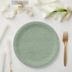 Sage Green Faux Leinen Stoff Elegant Pappteller