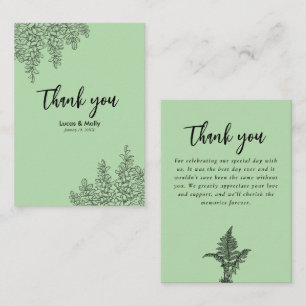 Sage Green Fern Leaf Wedding Danke Mitteilungskarte