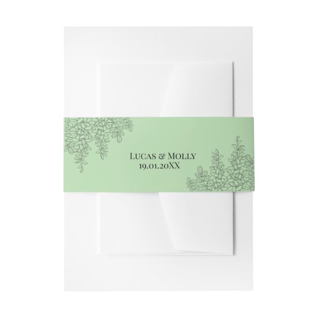 Sage Green Fern Leaf Wedding Einladungsbanderole (Vorderseite Beispiel)