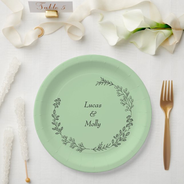 Sage Green Fern Leaf Wedding Pappteller (Hochzeit)