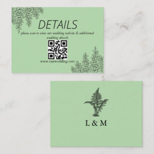 Sage Green Fern Leaf Wedding QR Code Begleitkarte