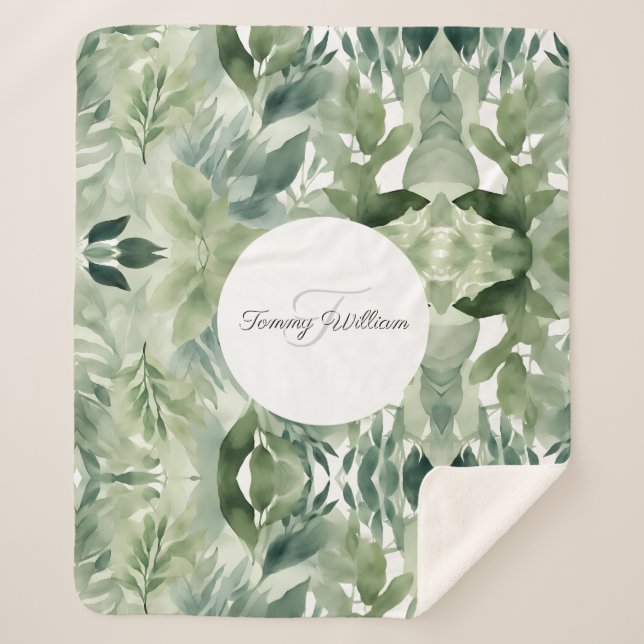 Sage Green Flora Elegantes Ambiente Sherpadecke (Vorderseite)