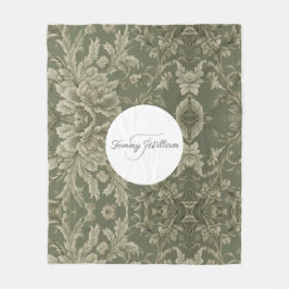 Sage Green Flora Elegantes Fleece Blanket