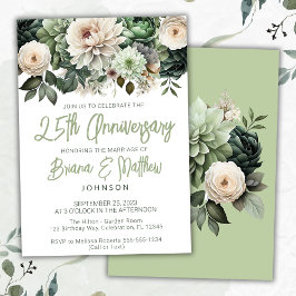Sage Green Floral 25. Hochzeitstag Einladung