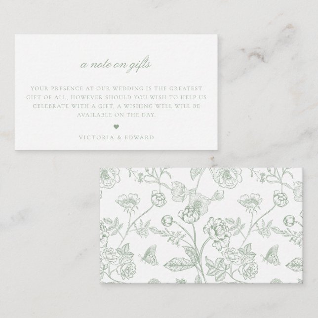 Sage Green Floral A Note on Gifts Wedding Begleitkarte
