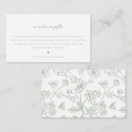 Sage Green Floral A Note on Gifts Wedding Begleitkarte