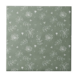 Sage Green Floral Bauernhof Keramik Tile Fliese