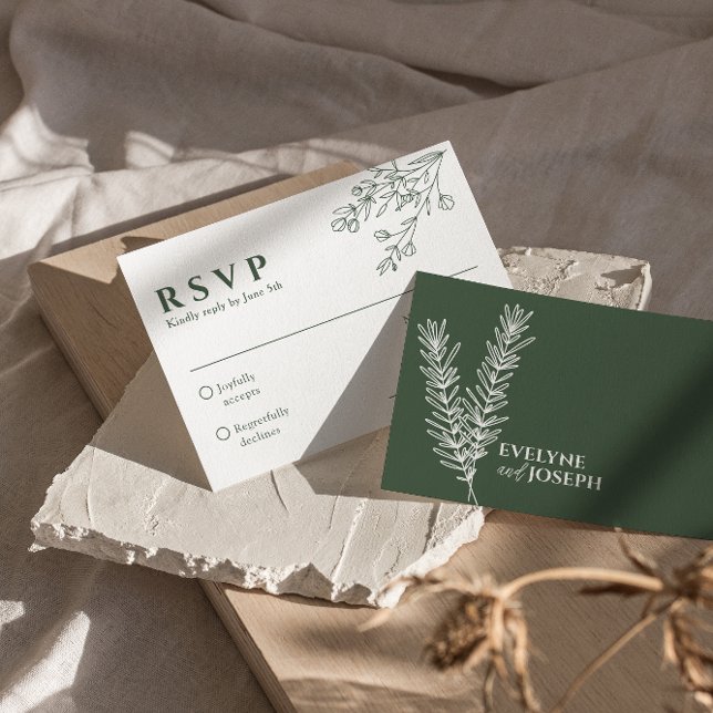Sage Green Floral Boho Botanische Einzigartige Hoc RSVP Karte (Von Creator hochgeladen)