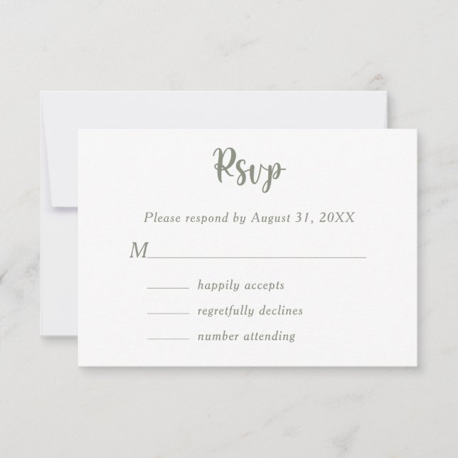 Sage Green Floral Botanical Monogram Couple Name RSVP Karte (Vorderseite)